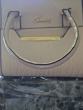 Cream Glossy Tote Bag with Gold Hardware
